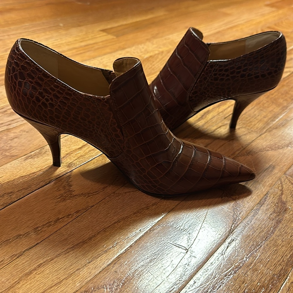 Tory Burch Georgina Croco Embossed Leather Boots 7 1/2 - Picture 14 of 17